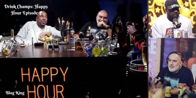 Behind-the-scenes images of Drink Champs hosts preparing, recording, and interacting with guests, offering a glimpse into the show's production.